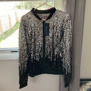 NWT Anna Kaci Ombré Sequin Bomber Jacket